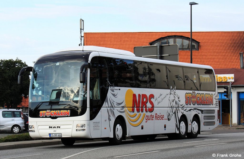 MAN Lions Coach der Firma St�cklein Reisen GmbH aus Plauen, fotografiert in Wernigerode (Harz) am 04.08.2012