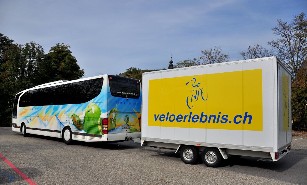 MERCEDES BENZ TRAVEGO von B�HRER aus der Schweiz im September 2012 in Krems an der Donau.