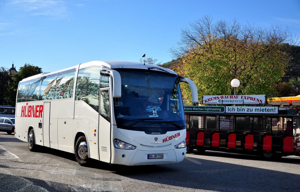 SCANIA IRIZAR von Dieter H�BNER aus Deutschland am 5.10.2012 in Krems an der Donau unterwegs.