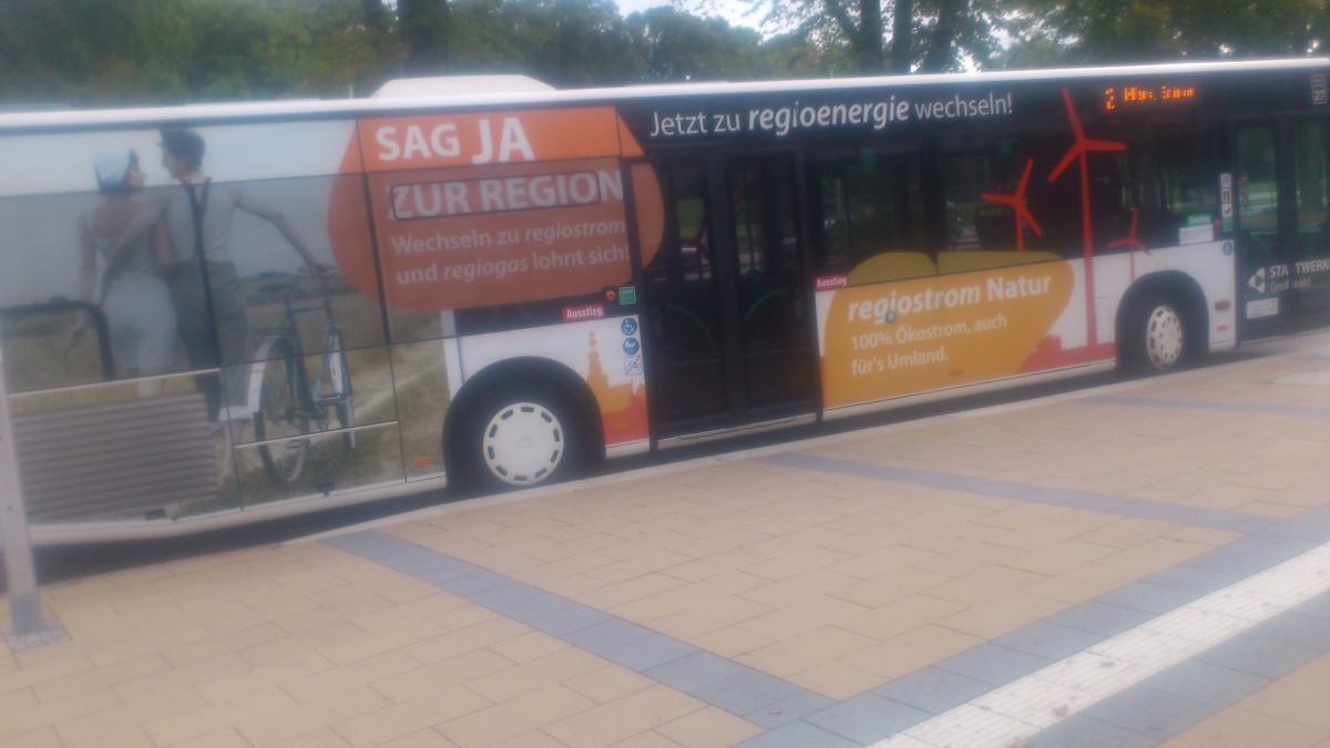 .....der citaro der Stadtwerke Greifswald mit der Werbung f�r regionalen Strom 