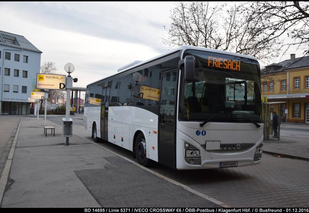 Ein neuer IVECO CROSSWAY �6 vom Postbus in Klagenfurt.