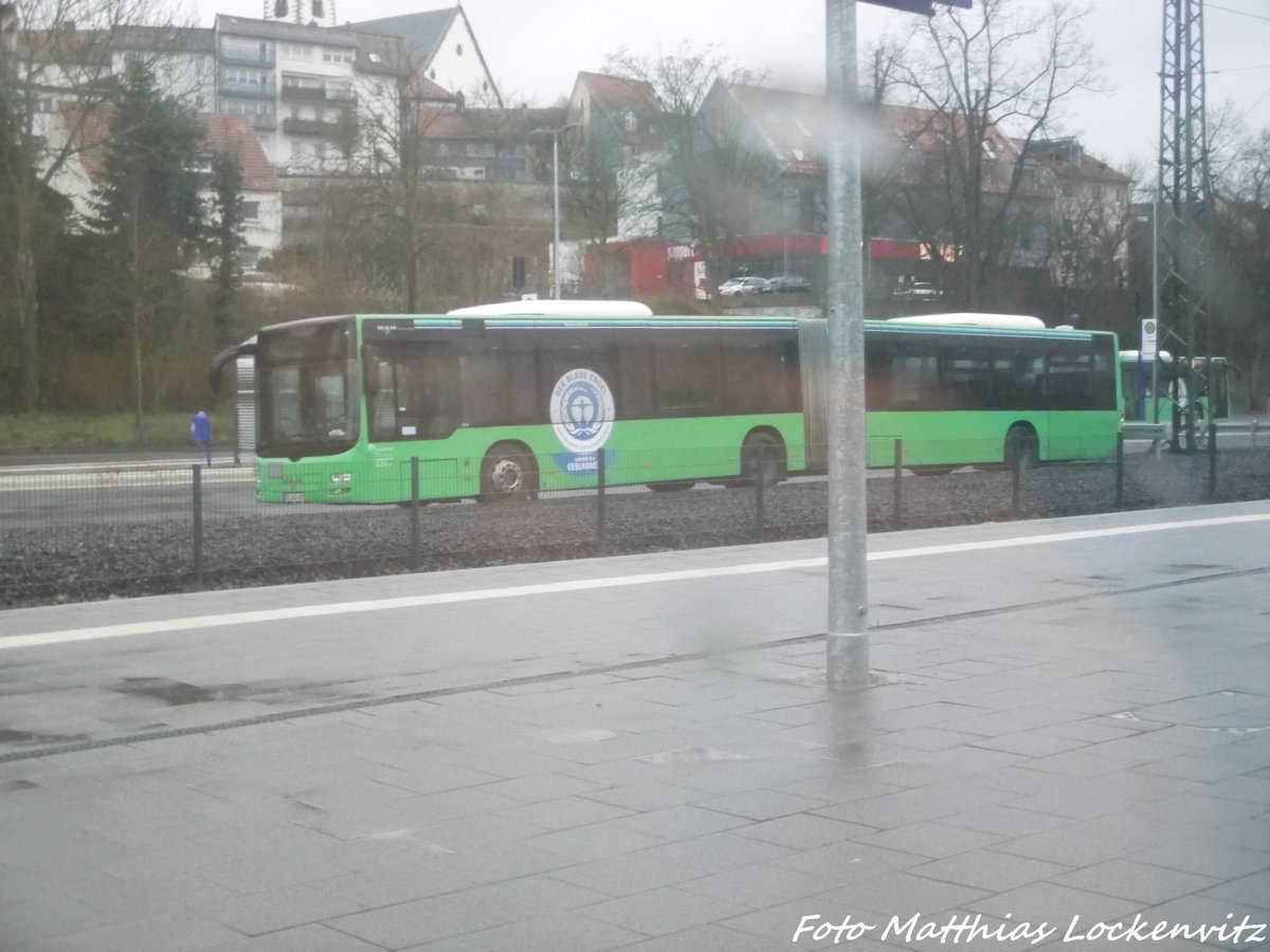 MAN Gelenkbus abgestellt am Bahnhof H�nfeld am 31.3.16