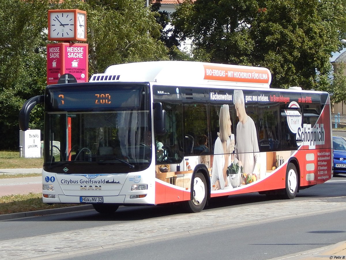 MAN Lion's City CNG der Stadtwerke Greifswald in Greifswald.