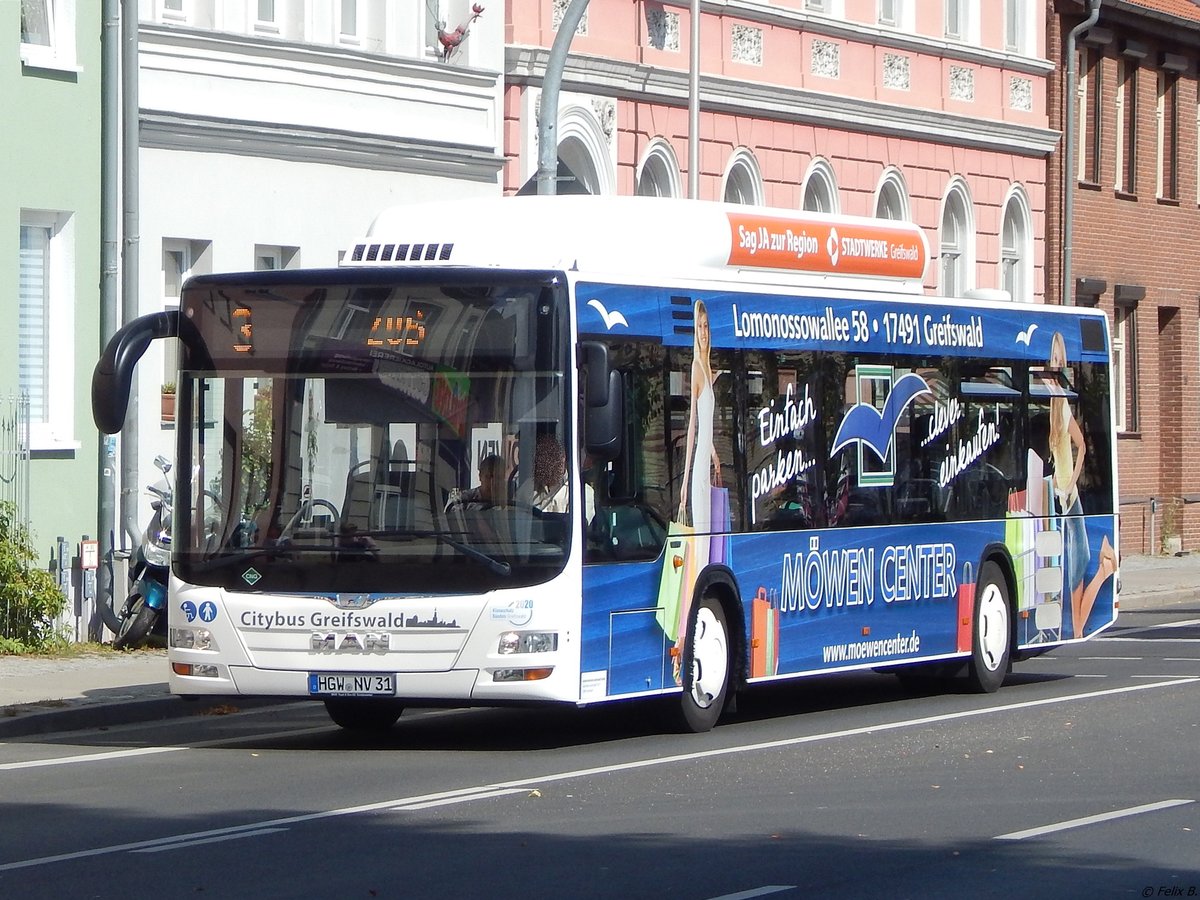 MAN Lion's City CNG der Stadtwerke Greifswald in Greifswald.