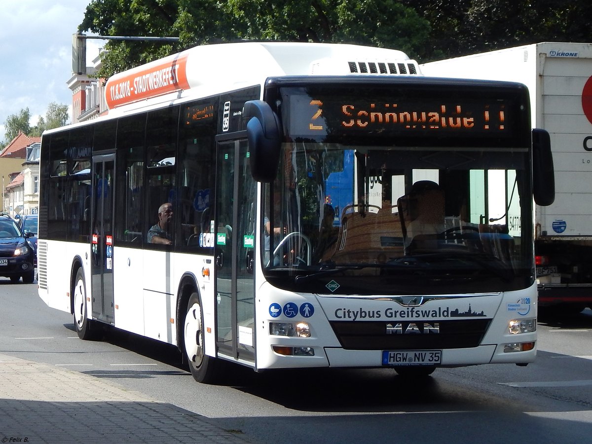 MAN Lion's City CNG der Stadtwerke Greifswald in Greifswald.