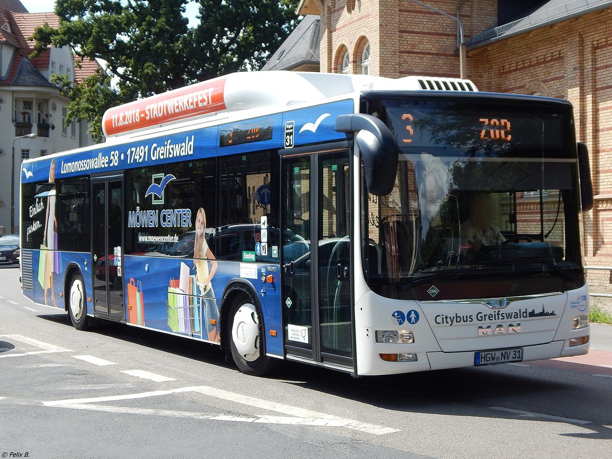 MAN Lion's City CNG der Stadtwerke Greifswald in Greifswald.