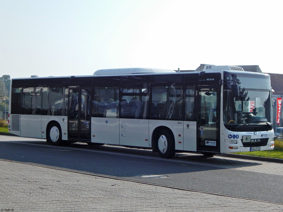 MAN Lion's City der Oppermann Transporte aus Deutschland in Sassnitz.