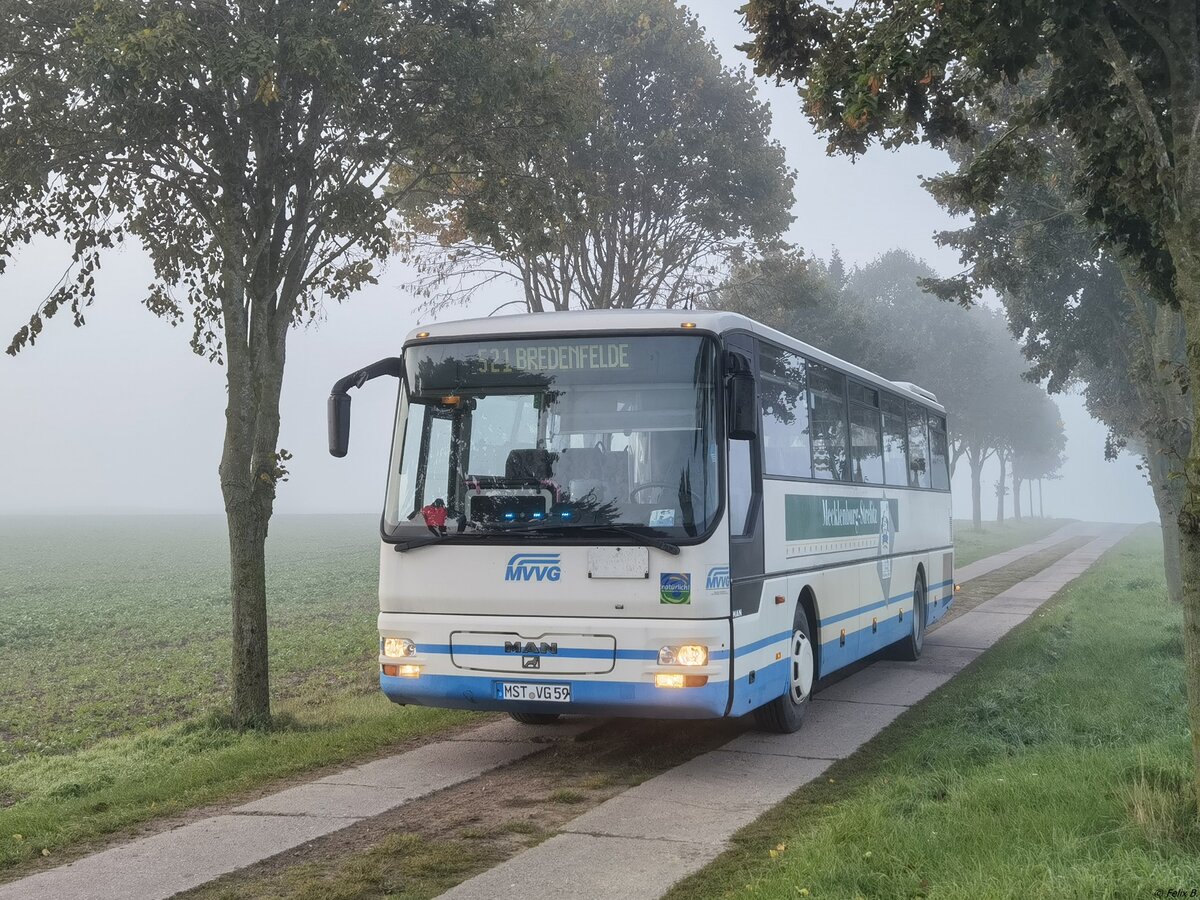 MAN ÜL 313 der MVVG zwischen Loitz und Ballin.