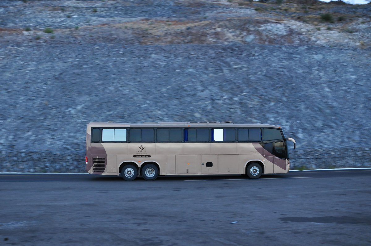 Marcopolo Mercedes Linienbus auf der Route Nr.1 in der Baja California Sur in Mexico gesehen,März 2016