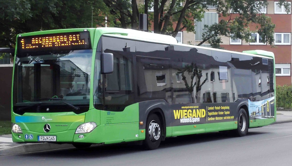 MB Citaro von  Rh�n Energie  steht im Juni 2018 in K�nzell