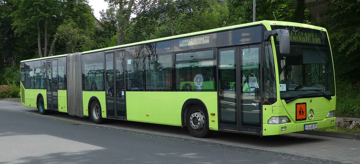 =MB Citaro der Rh�nEnergie steht im Juni 2019 am Bahnhof in H�nfeld