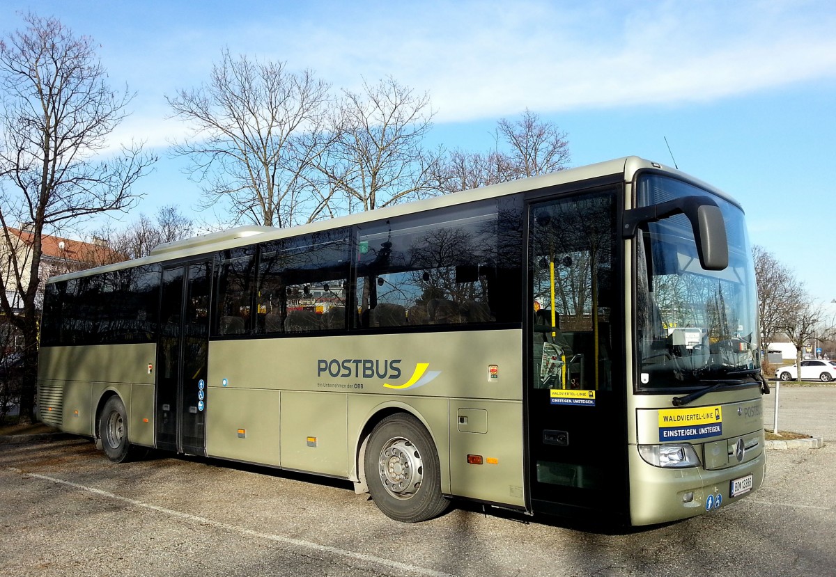 MERCEDES BENZ INTEGRO,Postbus der �BB am 13.2.2014 in Krems gesehen.