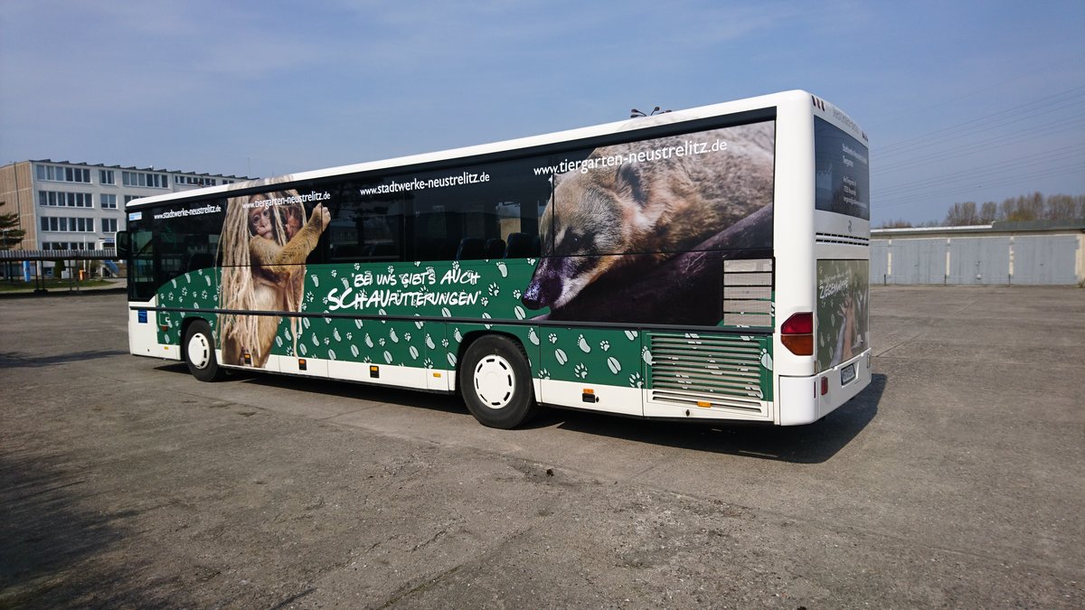 .....mit Werbung f�r den Neustrelitzer Tierpark an diesen Setra 