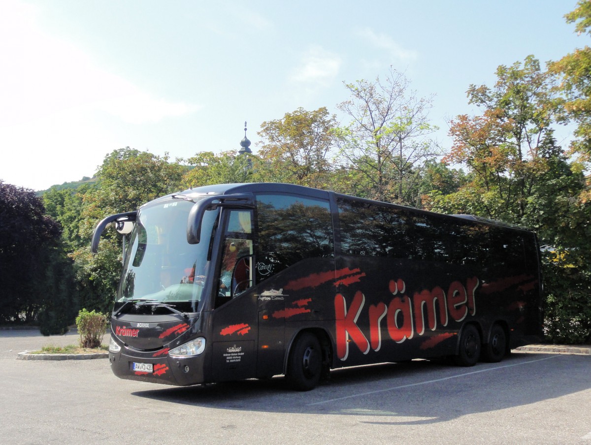 SCANIA CENTURY von KR�MER Reisen / BRD im August 2013 in Krems.