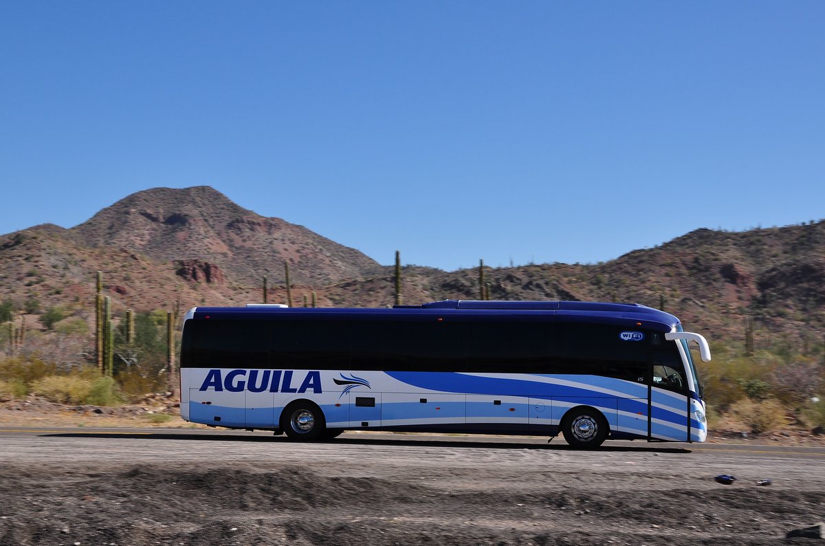 Scania Irizar Linienbus auf der Route Nr.1 in der Baja California Sur in Mexico gesehen,M�rz 2016