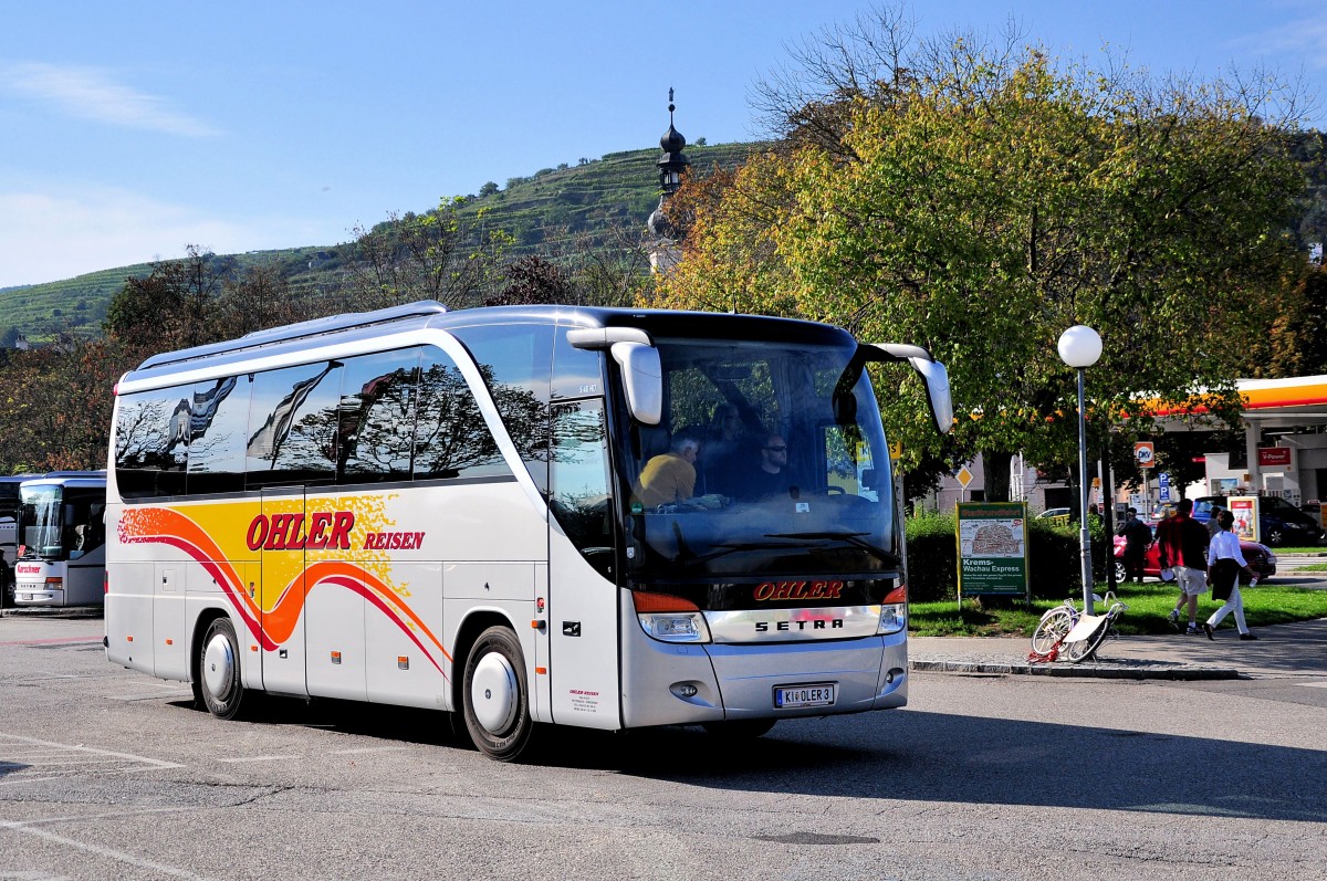 Setra 411 HD von Ohler Reisen aus �sterreich am 18.9.2014 in Krems gesehen.