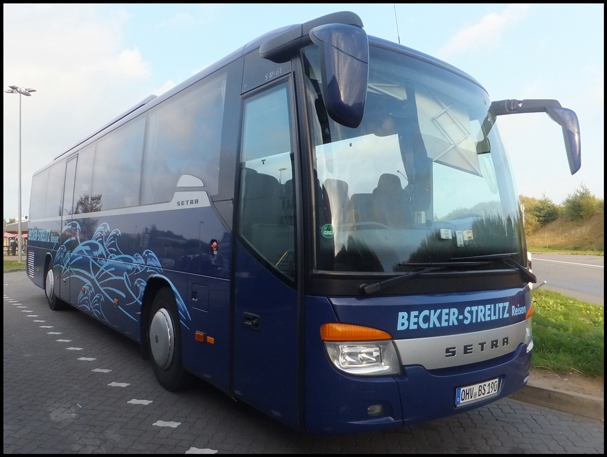 Setra 415 GT von Becker-Strelitz Reisen aus Deutschland bei der Rastst�tte Fuchsberg.
