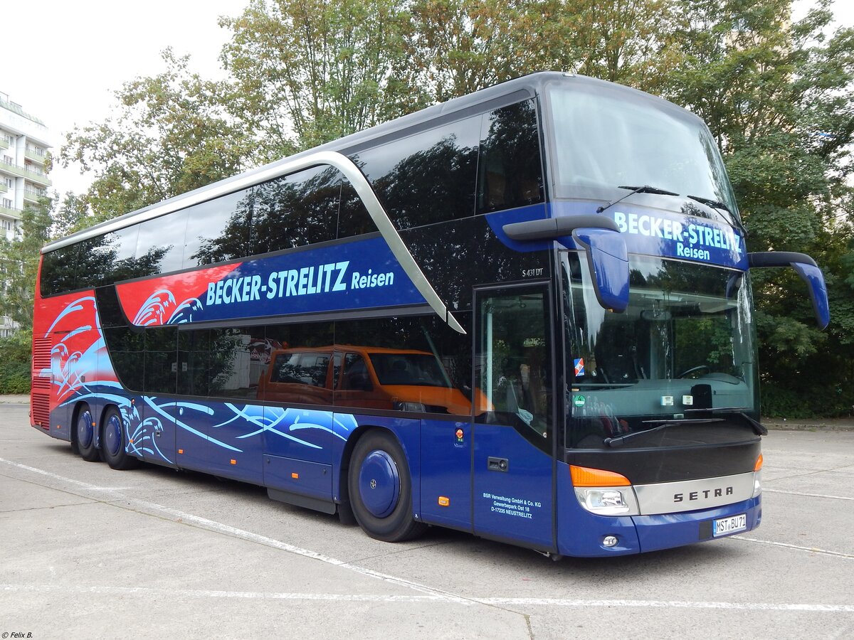 Setra 431 DT von Becker-Strelitz Reisen aus Deutschland in Neubrandenburg.