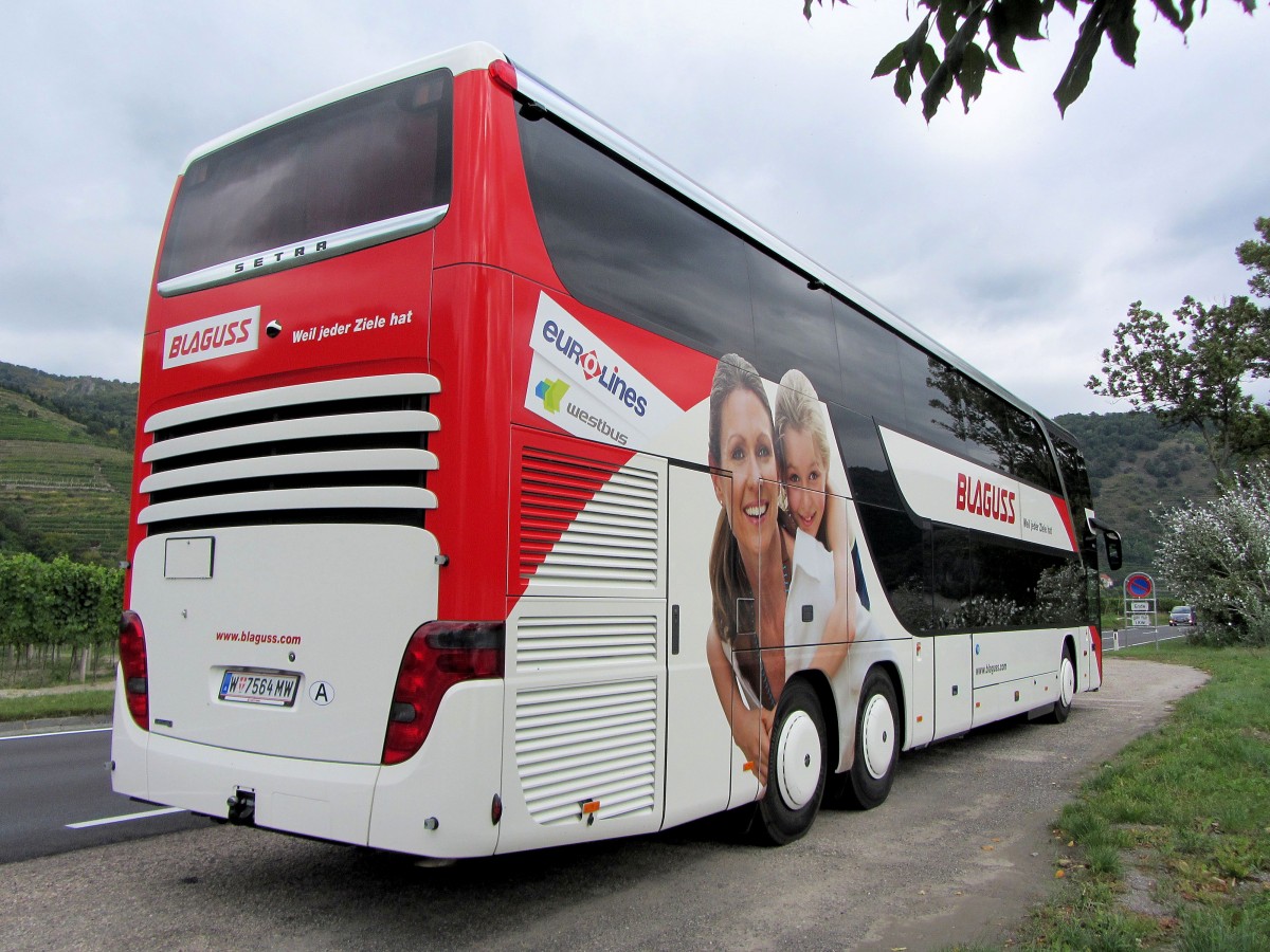 SETRA 431 DT von BLAGUSS Reisen aus Wien im September 2013 in der Wachau/Nieder�sterreich gesehen.