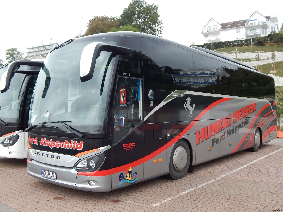 Setra 515 HD von Hunau Reisen-Knipschild aus Deutschland im Stadthafen Sassnitz.