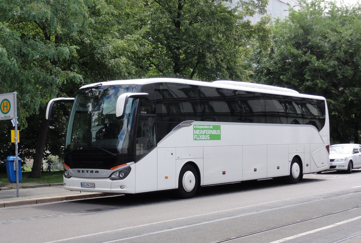 Setra 516 HD f�r MEINFERNBUS unterwegs,Ende Juli 2015 in Leipzig beim Hauptbahnhof gesehen.