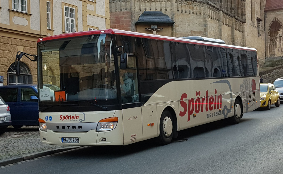 Setra des Busunternehmens SP�RLEIN unterwegs in Bamberg, 12-2019
