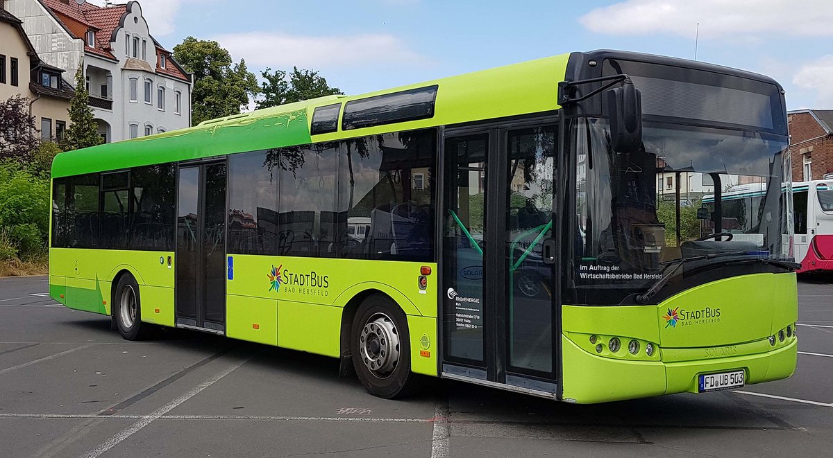 Solaris von Rh�nEnergie Fulda eingesetzt als Stadtbus von Bad Hersfeld im Juli 2019