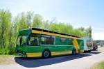FBW Oldtimer Bus,umgebaut als Reisemobil mit Anh�nger f�r den Transport eines Oldtimers am 25.4.2015 in Wieselburg/Nieder�sterreich beim Oldtimertreffen der Fa.Kerschner gesehen.