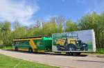 FBW Oldtimer Bus,umgebaut als Reisemobil mit Anh�nger f�r den Transport eines Oldtimers am 25.4.2015 in Wieselburg/Nieder�sterreich beim Oldtimertreffen der Fa.Kerschner gesehen.