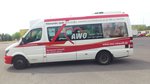 Mercedes Benz Sprinter UM VG 163....am Busbahnhof in Schwedt mit der Werbung f�r die AWO