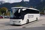 MB Tourismo der polnischen Busvermietung RAF TRANS steht auf dem Busparkplatz am K�nigsee, 09-2022