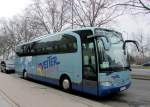 MERCEDES BENZ TRAVEGO von der VETTER Touristik aus Deutschland im April 2013 in Wien/Wagramerstra�e gesehen.