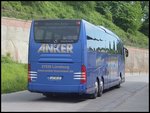 Mercedes Travego von Anker aus Deutschland im Stadthafen Sassnitz.
