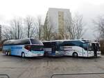 Neoplan Cityliner von SH Bus & Reisen GmbH Schwerin und Setra 315 UL der Verkehrsgesellschaft Ludwigslust-Parchim mbH und Mercedes Tourismo von Bergkvarabuss und Setra 315 UL von Becker-Strelitz