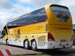 Neoplan Starliner von Postauto aus der Schweiz im Stadthafen Sassnitz.