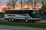 Der Gro�e des Familienbetriebs V�lkert aus Riesenbeck!  Setra 416 GT HD Comfort Class   Aufgenommen am 14.05.2005 auf der Insel R�gen im letzten Licht  der bereits untergehenden Sonne.