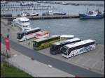 Setra 415 HDH vom Reiseb�ro Buck aus Deutschland und Setra 415 GT-HD von Wricke-Touristik aus Deutschland und VDL Futura aus Deutschland und MAN Lion's Coach von Melskotte aus Deutschland im