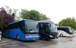 Von links: Setra 416 GT-HD,Brauer Reisen BRD,dann ein Scania Irizar von Walter Reisen aus �sterrech und ein Setra 515 HD aus �sterreich,Krems 15.Mai 2014.