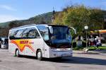 Setra 411 HD von Ohler Reisen aus �sterreich am 18.9.2014 in Krems gesehen.