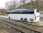Heckbereich eines Volvo 9700 im Bahnbereich von Streitberg am 29.
