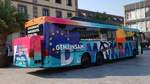 Infobus der Konrad-Adenauer-Stiftung steht auf den Universit�tsplatz in Fulda, 08-2020