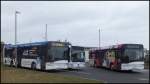 Solaris Urbino 12 und Mercedes Citaro II und Solaris Urbino 12 der RPNV in Sassnitz.
