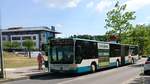 ....NB SW 586 der Stadtwerke auf der Linienf�hrung der 2 mit seiner Werbung f�r BIO therm  im Juli 2018 