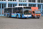 Das rollende Klassenzimmer stand am 04.05.2024 auf dem Gel�nde der Rostocker Stra�enbahn AG.