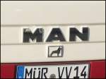MAN Logo des MAN Lion's City LE � aus Deutschland im Stadthafen Sassnitz.