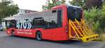 MB Citaro der Firma ZULAUF aus Neukirchen, mit angebautem Fahrradtr�ger, steht im Juli 2019 in Bad Hersfeld