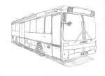 Eine von mir freihand angefertigte Bleistiftzeichnung eines Mercedes-Benz O 407 von BRN (Wagen 795), basierend auf folgendem Bild: