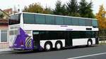Neoplan Centroliner der  OVB  steht auf dem Busplatz in Bad Neustadt/Saale im Oktober 2017