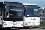 Die Fronten eines MAN Lion's City und MAN �L 363 vom Reiseienst Teske aus Deutschland in Sassnitz.