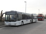 MAN Niederflurbus 3.Generation(Lion's City)und MAN Doppelstockbus abgestellt am 02.04.2016 in H�he Rostock Hauptbahnhof/S�d